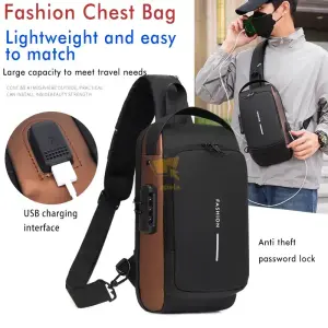2025 Anti-Theft Men’s Chest Bag – USB Charging Crossbody Sling