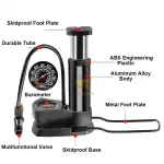 Mini Portable Air Pump with Pressure Gauge | Fits Presta & Schrader | Bike & Ball Inflator